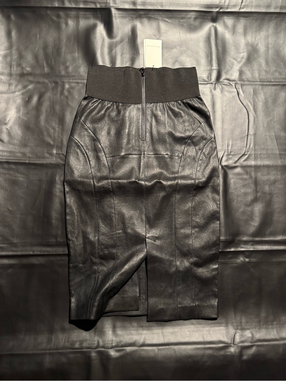 Faith Connexion Black Leather Pencil Skirt with Elastic Waist